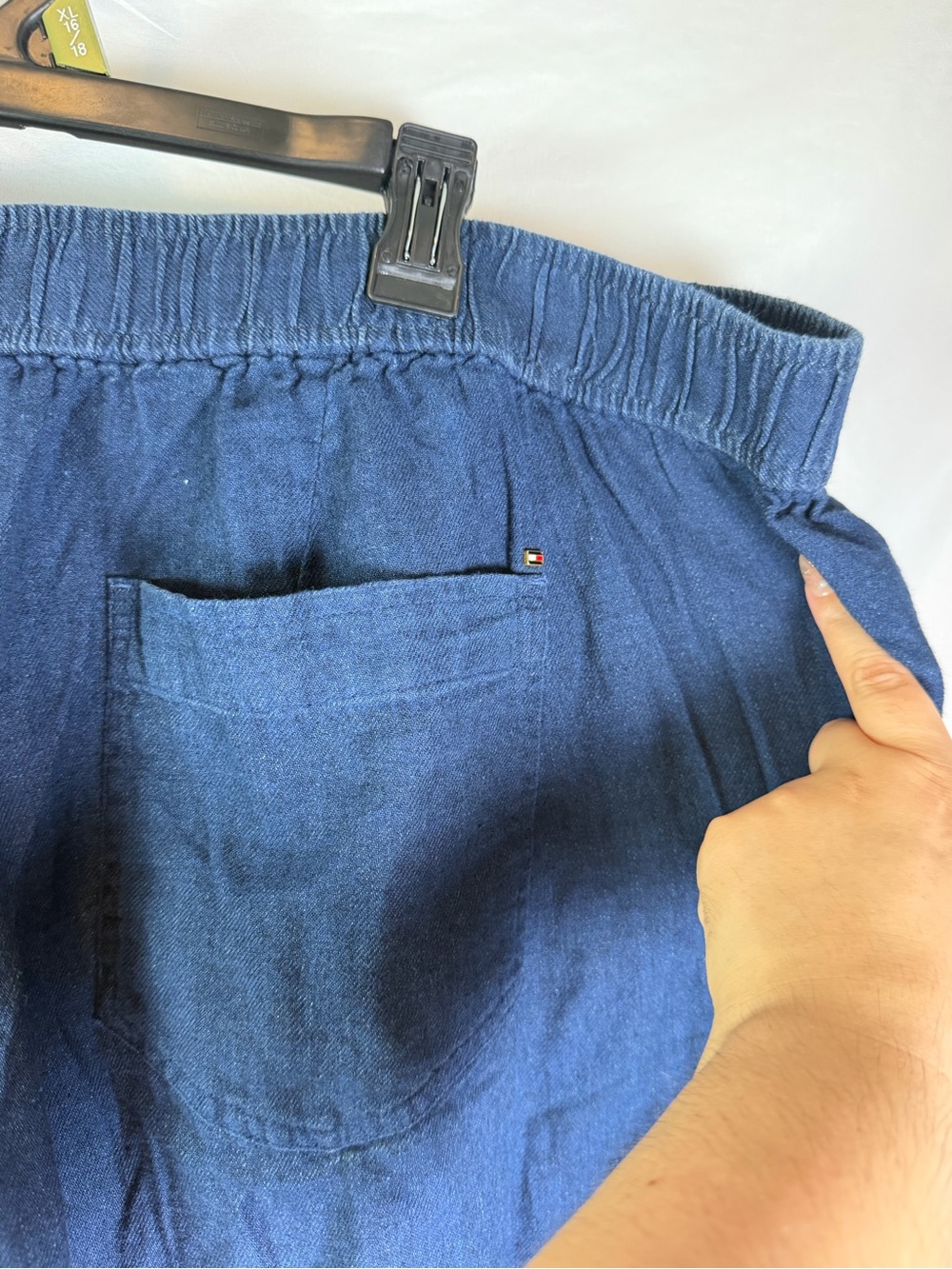 Tommy Hilfiger 20W Navy Linen Blend Sailor Wide Leg Pants Coastal Resort - Picture 6 of 9